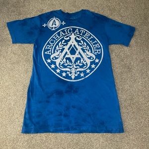 Archaic by Affliction Shirt Adult L Blue Short Sleeve Tie Dye Made In USA Tshirt